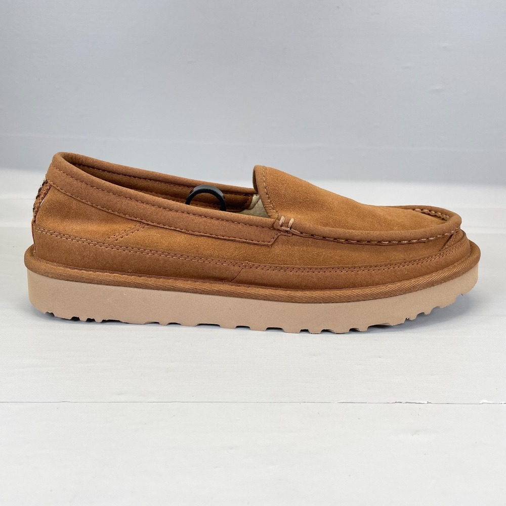 UGG Dex Shoes Mens Size 9.5 Brown Suede Slippers Wool Moc Toe Comfort Loafers
